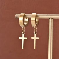 Unisex Fashion Punk Trendy Stainless Steel Cross Shelf Earrings