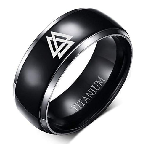 Triangle L  Ring Black Ring Titanium Steel Ring