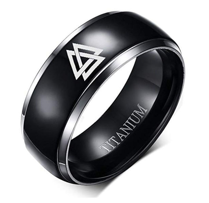 Triangle L  Ring Black Ring Titanium Steel Ring