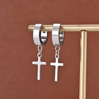 Unisex Fashion Punk Trendy Stainless Steel Cross Shelf Earrings