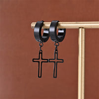 Unisex Fashion Punk Trendy Stainless Steel Cross Shelf Earrings
