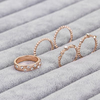 Rose Gold Stackable Five-piece Diamond Ring Women